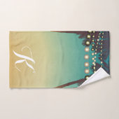 ハンドタパーソナライズされたオルビーチサンセットパームツリーストラ ハンドタオル (ハンドタオル)