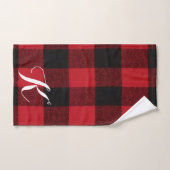 ハンドタパーソナライズされたオルレッドバッファロープレイドベアブラ ハンドタオル (ハンドタオル)