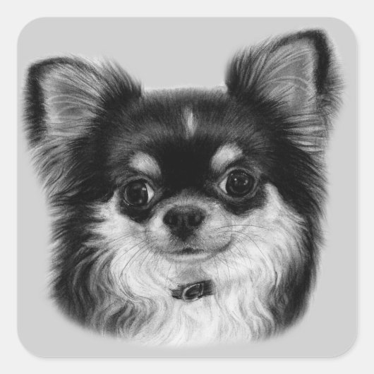 ハンドチ絵を描ワワ スクエアシール (正面)