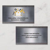 ハンドツール |ホーム修復ロゴ |スチールメタリック 名刺 (正面/裏面)