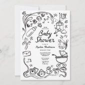 ハンドドお洒落ロードブックベビー、ベビーシャワー 招待状 (正面)