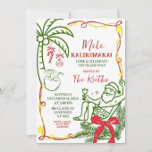 ハンドドゥードル ハワイアン クリスマス ホリデー 招待状 (正面)