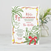 ハンドドゥードル ハワイアン クリスマス ホリデー 招待状 (スタンド正面)