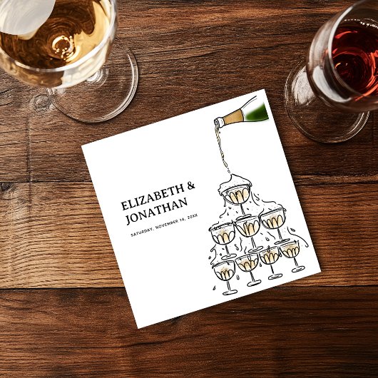 ハンドドラウンドシャンパンタワーリハーサルディナー スタンダードランチョンナプキン