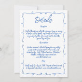 ハンドドロッお洒落ド青カラフルファンキー結婚の 招待状 (裏面)