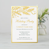 ハンドドロッカスタムドパインビジネスホリデーパーティー金ゴールド 箔招待状 (立ち正面)