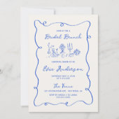 ハンドドロッドコバルトブルーブライダルブランチ 招待状 (正面)