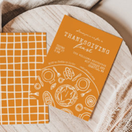 ハンドドロッドサンクスギビングディナードードル招待状 招待状