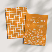 ハンドドロッドサンクスギビングディナードードル招待状 招待状