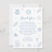 ハンドドロッドダスティブルーコーストビーチ結婚式 サンキューカード (正面)