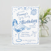 ハンドドロッドダーティサーティコースト女性のカーボーイ誕生日 招待状 (スタンド正面)