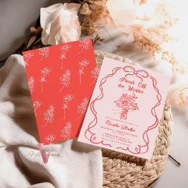 ハンドドロッドピンクオフザマーケットブライダルシャワー招待状 招待状