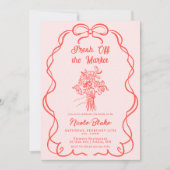 ハンドドロッドピンクオフザマーケットブライダルシャワー招待状 招待状 (正面)