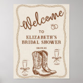 ハンドドロッドブラウン女性のカーボーイウェスタンブーツウェルカム ポスター (正面)