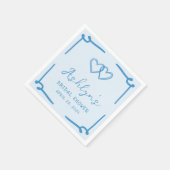 ハンドドロッドブルーハートブライダルシャワー紙ナプキンス スタンダードカクテルナプキン (角)