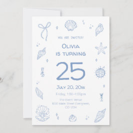 ハンドドロッドブルービーチ誕生日パーティー 招待状