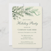 ハンドドロッモダンドパインホリデー企業のパーティー 招待状 (正面)