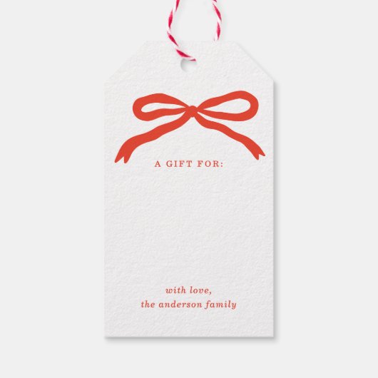 ハンドドロッモダンドレッドボウクリスマスホリデー ギフトタグ (裏面)