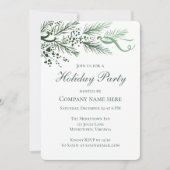 ハンドドロッユニークドパインホリデー企業のパーティー 招待状 (正面)