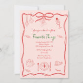 ハンドドローお気に入りのドードル物クリスマスパーティー 招待状 (正面)