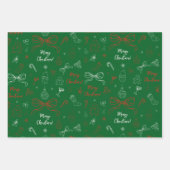 ハンドドローお洒落コケフランスのット弓クリスマス ラッピングペーパーシート (正面3)