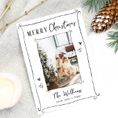 ハンドドローお洒落ト写真クリスマス シーズンカード