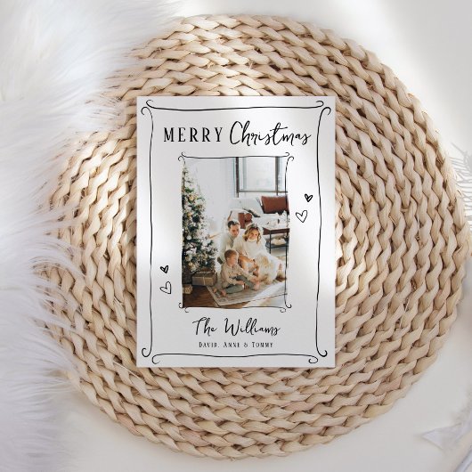 ハンドドローお洒落ト写真クリスマス シーズンカード