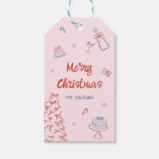 ハンドドローお洒落ドああ何おもしろいクリスマスパーティー ギフトタグ (正面)