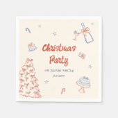 ハンドドローお洒落ドああ何おもしろいクリスマスパーティー スタンダードカクテルナプキン (正面)