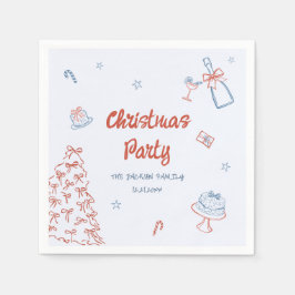 ハンドドローお洒落ドああ何おもしろいクリスマスパーティー スタンダードカクテルナプキン