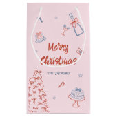 ハンドドローお洒落ドああ何おもしろいクリスマスパーティー スモールペーパーバッグ (裏面)