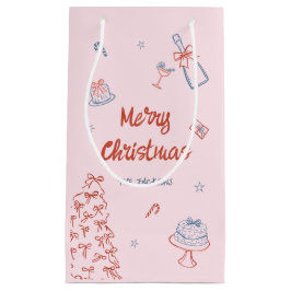 ハンドドローお洒落ドああ何おもしろいクリスマスパーティー スモールペーパーバッグ