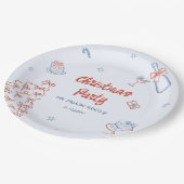 ハンドドローお洒落ドああ何おもしろいクリスマスパーティー ペーパープレート (アングル)