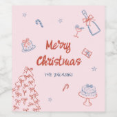 ハンドドローお洒落ドああ何おもしろいクリスマスパーティー ワインラベル (シングルラベル)