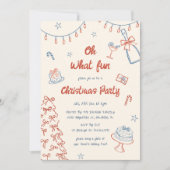 ハンドドローお洒落ドああ何おもしろいクリスマスパーティー 招待状 (正面)