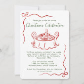 ハンドドローお洒落ドのクリスマスパーティー 招待状 (正面)