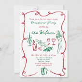 ハンドドローお洒落ドのクリスマスパーティー 招待状 (正面)