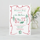 ハンドドローお洒落ドのクリスマスパーティー 招待状 (スタンド正面)