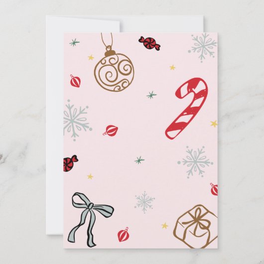 ハンドドローお洒落ドのクリスマスパーティー 招待状 (裏面)