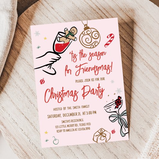 ハンドドローお洒落ドのクリスマスパーティー 招待状