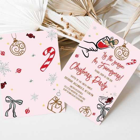 ハンドドローお洒落ドのクリスマスパーティー 招待状