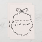 ハンドドローお洒落ドのリボン花嫁カード 招待状 (正面/裏面)