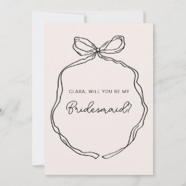 ハンドドローお洒落ドのリボン花嫁カード 招待状