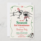 ハンドドローお洒落ドカクテルクリスマスパーティー 招待状 (正面)