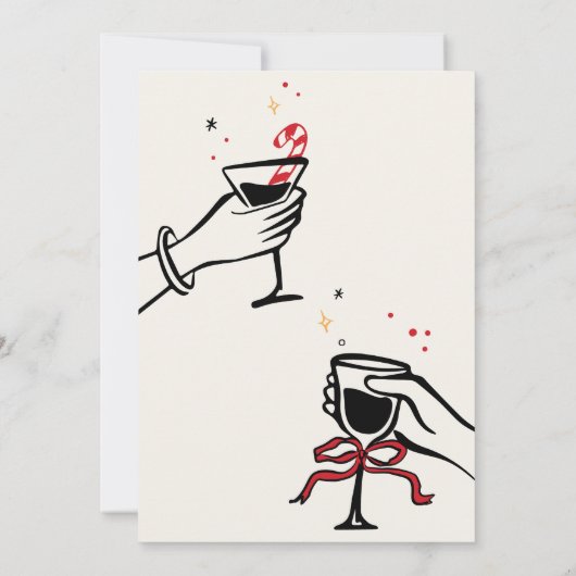 ハンドドローお洒落ドカクテルクリスマスパーティー 招待状 (裏面)