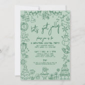 ハンドドローお洒落ドクリスマスカクテルパーティー 招待状 (正面)