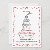 ハンドドローお洒落ドクリスマスカクテルパーティー 招待状 (正面)