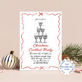 ハンドドローお洒落ドクリスマスカクテルパーティー 招待状