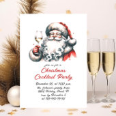 ハンドドローお洒落ドクリスマスカクテルパーティー 招待状