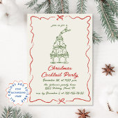 ハンドドローお洒落ドクリスマスカクテルパーティー 招待状